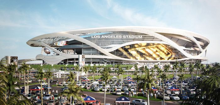 The design for the new LA stadium. Image: Steelblue + MANICA